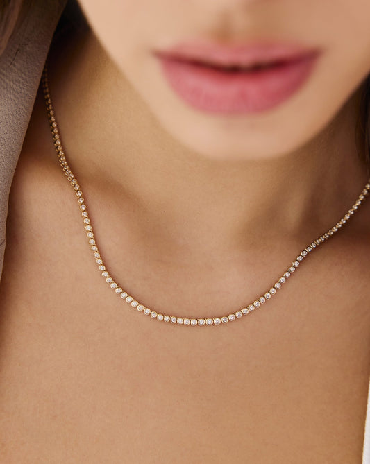 Bezel Mini Diamond Tennis Necklace