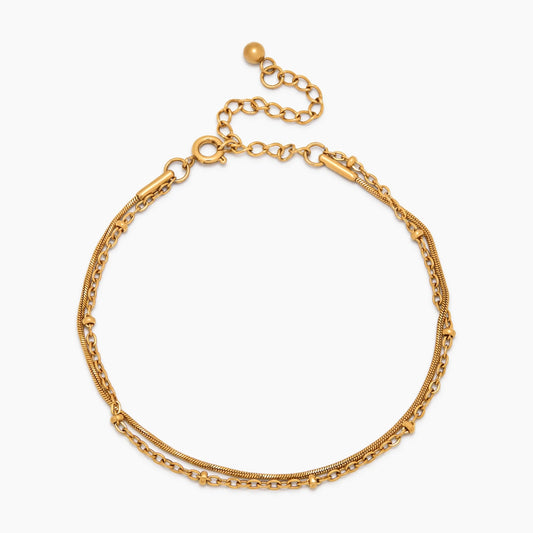 Beaded & Snake Chain Layered Bracelet